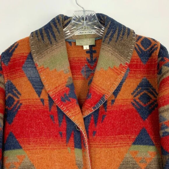 Territory Ahead Vintage Coat Multicolored Aztec Southwestern Blanket Jack Size S - Picture 3 of 16